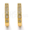 Argolla Huggie 02.213.0009.30 Oro Laminado, con Blanca Micro Pave, Pulido, Tono Dorado