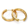 Argolla Huggie 02.213.0009.30 Oro Laminado, con Blanca Micro Pave, Pulido, Tono Dorado