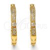 Argolla Huggie 02.213.0010.30 Oro Laminado, Diseño de Flor, con Blanca Micro Pave, Pulido, Tono Dorado