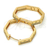 Argolla Huggie 02.213.0012.30 Oro Laminado, con Blanca Micro Pave, Pulido, Tono Dorado