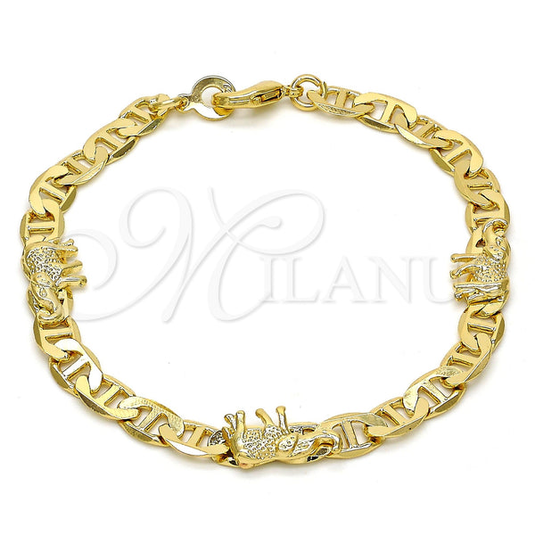 Pulsera Elegante 03.213.0008.08.GT Oro Laminado, Diseño de Elefante y Mariner, Pulido, Tono Dorado (100 Gauge, 06 MM Thickness, 8 Inches Length)