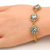 Pulsera Elegante 03.270.0001.07.GT Tono Dorado, Diseño de Flor y Cascavel, con Blanca Cristal, Pulido, Tono Dorado (04 MM Thickness, 7 Inches Length)