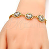 Pulsera Elegante 03.270.0001.07.GT Tono Dorado, Diseño de Flor y Cascavel, con Blanca Cristal, Pulido, Tono Dorado (04 MM Thickness, 7 Inches Length)