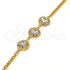 Pulsera Elegante 03.270.0001.07.GT Tono Dorado, Diseño de Flor y Cascavel, con Blanca Cristal, Pulido, Tono Dorado (04 MM Thickness, 7 Inches Length)