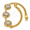 Pulsera Elegante 03.270.0001.07.GT Tono Dorado, Diseño de Flor y Cascavel, con Blanca Cristal, Pulido, Tono Dorado (04 MM Thickness, 7 Inches Length)