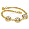 Pulsera Elegante 03.270.0001.07.GT Tono Dorado, Diseño de Flor y Cascavel, con Blanca Cristal, Pulido, Tono Dorado (04 MM Thickness, 7 Inches Length)
