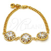 Pulsera Elegante 03.270.0001.07.GT Tono Dorado, Diseño de Flor y Cascavel, con Blanca Cristal, Pulido, Tono Dorado (04 MM Thickness, 7 Inches Length)