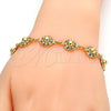 Pulsera Elegante 03.270.0004.07.GT Tono Dorado, Diseño de Flor y Cascavel, con Blanca Cristal, Pulido, Tono Dorado (10 MM Thickness, 7 Inches Length)