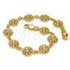 Pulsera Elegante 03.270.0004.07.GT Tono Dorado, Diseño de Flor y Cascavel, con Blanca Cristal, Pulido, Tono Dorado (10 MM Thickness, 7 Inches Length)
