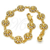 Pulsera Elegante 03.270.0004.07.GT Tono Dorado, Diseño de Flor y Cascavel, con Blanca Cristal, Pulido, Tono Dorado (10 MM Thickness, 7 Inches Length)