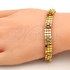 Pulsera Elegante 03.270.0005.07.GT Tono Dorado, Diseño de Flor y Cascavel, con Blanca Cristal, Pulido, Tono Dorado (08 MM Thickness, 7 Inches Length)