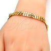 Pulsera Elegante 03.270.0005.07.GT Tono Dorado, Diseño de Flor y Cascavel, con Blanca Cristal, Pulido, Tono Dorado (08 MM Thickness, 7 Inches Length)