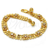 Pulsera Elegante 03.270.0005.07.GT Tono Dorado, Diseño de Flor y Cascavel, con Blanca Cristal, Pulido, Tono Dorado (08 MM Thickness, 7 Inches Length)