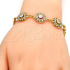 Pulsera Elegante 03.270.0006.08.GT Tono Dorado, Diseño de Flor y Cascavel, con Blanca Cristal and Blanca Zirconia Cubica, Diamantado, Tono Dorado (04 MM Thickness, 8 Inches Length)