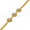 Pulsera Elegante 03.270.0006.08.GT Tono Dorado, Diseño de Flor y Cascavel, con Blanca Cristal and Blanca Zirconia Cubica, Diamantado, Tono Dorado (04 MM Thickness, 8 Inches Length)