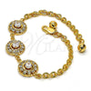 Pulsera Elegante 03.270.0006.08.GT Tono Dorado, Diseño de Flor y Cascavel, con Blanca Cristal and Blanca Zirconia Cubica, Diamantado, Tono Dorado (04 MM Thickness, 8 Inches Length)