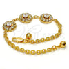 Pulsera Elegante 03.270.0006.08.GT Tono Dorado, Diseño de Flor y Cascavel, con Blanca Cristal and Blanca Zirconia Cubica, Diamantado, Tono Dorado (04 MM Thickness, 8 Inches Length)