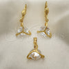 Juego de Arete y Dije de Adulto 10.63.0586 Oro Laminado, con Blanca Zirconia Cubica, Pulido, Tono Dorado
