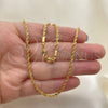 Gargantilla Basica 04.64.0001.16 Oro Laminado, Diseño de Rope, Pulido, Tono Dorado (01 MM Thickness, 16 Inches Length)