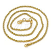 Gargantilla Basica 04.64.0001.16 Oro Laminado, Diseño de Rope, Pulido, Tono Dorado (01 MM Thickness, 16 Inches Length)