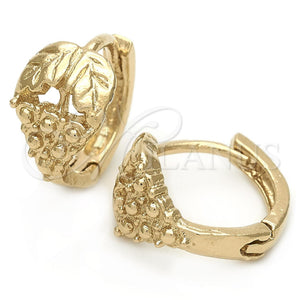 Argolla Huggie 02.63.2564 Oro Laminado, Diseño de Uva, Pulido, Tono Dorado