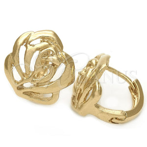 Argolla Huggie 02.63.2565 Oro Laminado, Diseño de Flor, Pulido, Tono Dorado