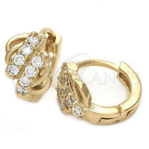 Argolla Huggie 02.63.2567 Oro Laminado, con Blanca Zirconia Cubica, Pulido, Tono Dorado