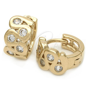 Argolla Huggie 02.63.2568 Oro Laminado, con Blanca Zirconia Cubica, Pulido, Tono Dorado