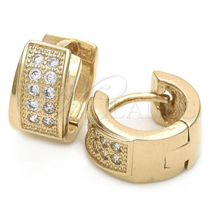 Argolla Huggie 02.63.2570 Oro Laminado, con Blanca Zirconia Cubica, Pulido, Tono Dorado