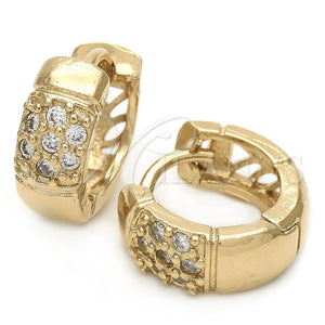 Argolla Huggie 02.63.2571 Oro Laminado, con Blanca Zirconia Cubica, Pulido, Tono Dorado
