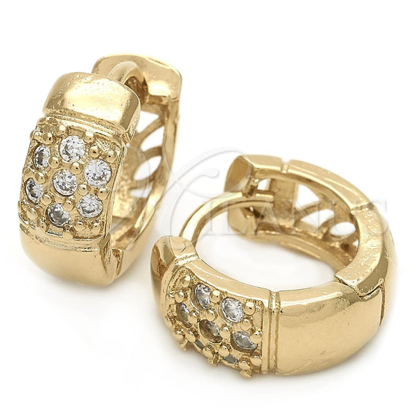 Argolla Huggie 02.63.2571 Oro Laminado, con Blanca Zirconia Cubica, Pulido, Tono Dorado