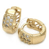Argolla Huggie 02.63.2571 Oro Laminado, con Blanca Zirconia Cubica, Pulido, Tono Dorado