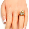 Anillo Multi Piedra 01.199.0001.08.GT Oro Laminado, Diseño de Baguette, con Blanca Zirconia Cubica, Pulido, Tono Dorado (Size 8)