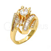 Anillo Multi Piedra 01.199.0001.08.GT Oro Laminado, Diseño de Baguette, con Blanca Zirconia Cubica, Pulido, Tono Dorado (Size 8)