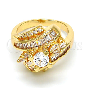 Anillo Multi Piedra 01.199.0001.08.GT Oro Laminado, Diseño de Baguette, con Blanca Zirconia Cubica, Pulido, Tono Dorado (Size 8)