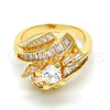 Anillo Multi Piedra 01.199.0001.08.GT Oro Laminado, Diseño de Baguette, con Blanca Zirconia Cubica, Pulido, Tono Dorado (Size 8)