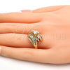 Anillo Multi Piedra 01.199.0001.09.GT Oro Laminado, Diseño de Baguette, con Blanca Zirconia Cubica, Pulido, Tono Dorado (Size 9)