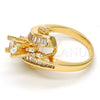 Anillo Multi Piedra 01.199.0001.09.GT Oro Laminado, Diseño de Baguette, con Blanca Zirconia Cubica, Pulido, Tono Dorado (Size 9)