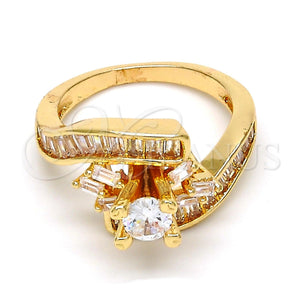 Anillo Multi Piedra 01.199.0002.07.GT Oro Laminado, Diseño de Baguette, con Blanca Zirconia Cubica, Pulido, Tono Dorado (Size 7)