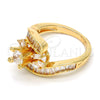 Anillo Multi Piedra 01.199.0002.09.GT Oro Laminado, Diseño de Baguette, con Blanca Zirconia Cubica, Pulido, Tono Dorado (Size 9)