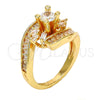 Anillo Multi Piedra 01.199.0002.09.GT Oro Laminado, Diseño de Baguette, con Blanca Zirconia Cubica, Pulido, Tono Dorado (Size 9)