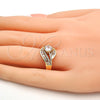 Anillo Multi Piedra 01.199.0004.09.GT Oro Laminado, Diseño de Baguette, con Blanca Zirconia Cubica and Blanca Micro Pave, Pulido, Tono Dorado (Size 9)