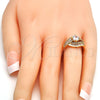 Anillo Multi Piedra 01.199.0004.09.GT Oro Laminado, Diseño de Baguette, con Blanca Zirconia Cubica and Blanca Micro Pave, Pulido, Tono Dorado (Size 9)