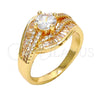 Anillo Multi Piedra 01.199.0004.09.GT Oro Laminado, Diseño de Baguette, con Blanca Zirconia Cubica and Blanca Micro Pave, Pulido, Tono Dorado (Size 9)