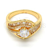 Anillo Multi Piedra 01.199.0004.09.GT Oro Laminado, Diseño de Baguette, con Blanca Zirconia Cubica and Blanca Micro Pave, Pulido, Tono Dorado (Size 9)
