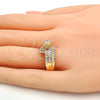 Anillo Multi Piedra 01.199.0005.07.GT Oro Laminado, con Blanca Zirconia Cubica, Pulido, Tono Dorado (Size 7)