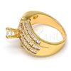 Anillo Multi Piedra 01.199.0005.07.GT Oro Laminado, con Blanca Zirconia Cubica, Pulido, Tono Dorado (Size 7)