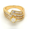 Anillo Multi Piedra 01.199.0005.07.GT Oro Laminado, con Blanca Zirconia Cubica, Pulido, Tono Dorado (Size 7)