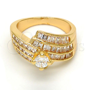 Anillo Multi Piedra 01.199.0005.08.GT Oro Laminado, con Blanca Zirconia Cubica, Pulido, Tono Dorado (Size 8)