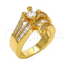 Anillo Multi Piedra 01.199.0006.09.GT Oro Laminado, Diseño de Baguette, con Blanca Zirconia Cubica and Blanca Micro Pave, Pulido, Tono Dorado (Size 9)